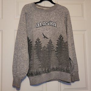 Vintage Alaska Sweater Wilderness Forest Great Northwest Pullover Crew